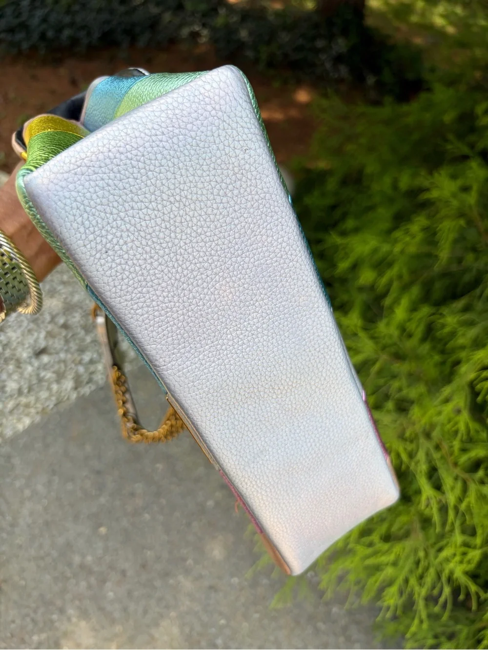 Kurt Geiger London Large Kensington Rainbow Metallic Leather Shoulder Bag 🌈